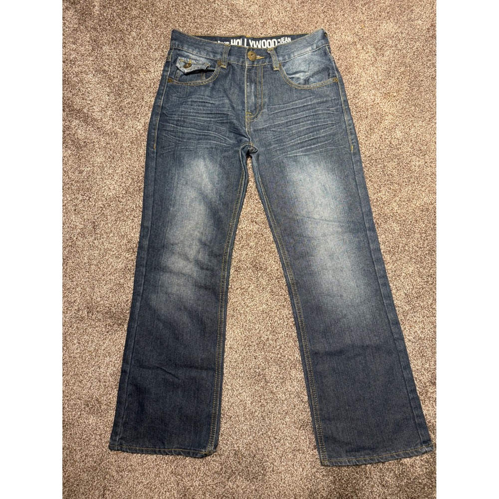 Hollywood Jeans Low Boot Cut Denim Jeans Youth Size 12 Blue Wash